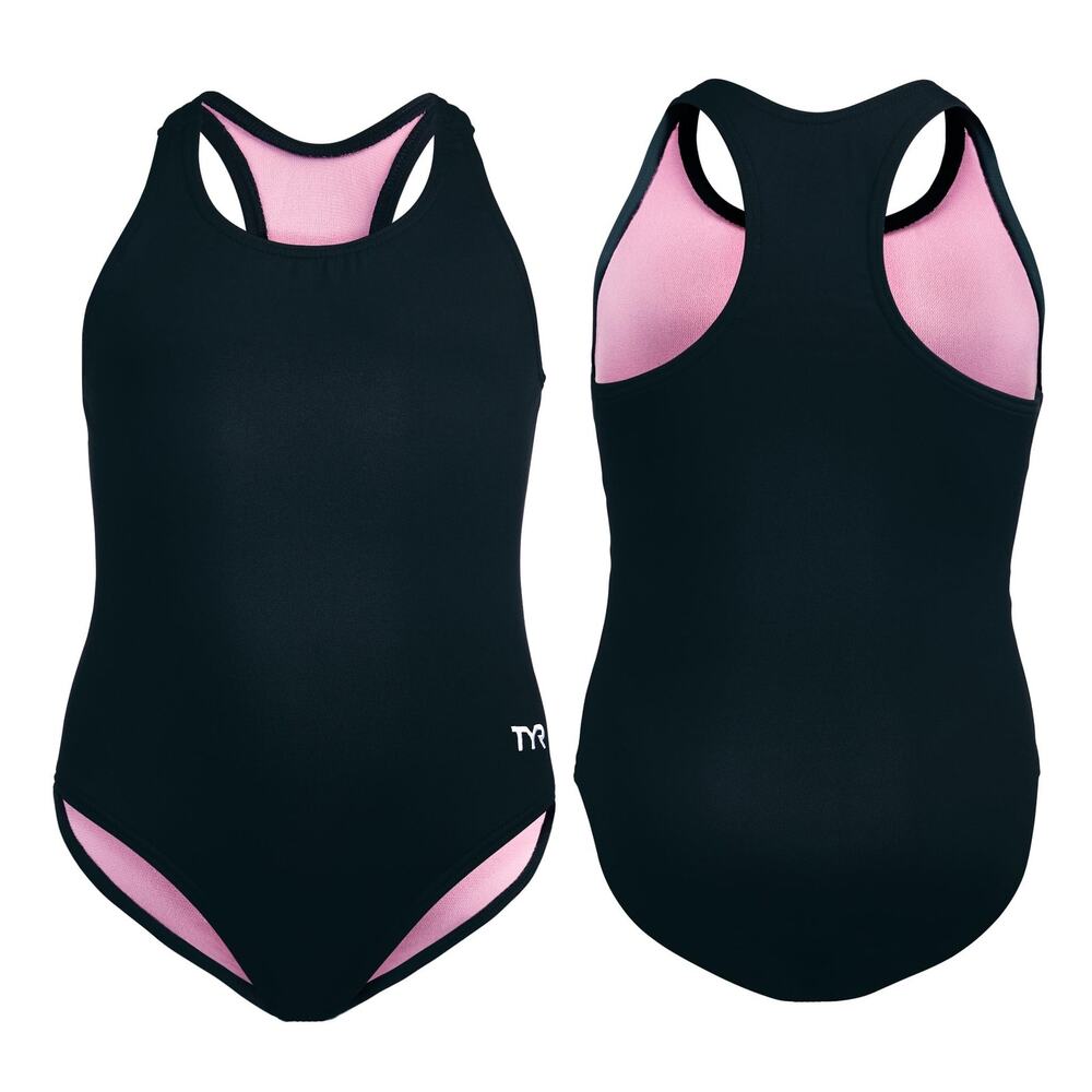 TYR Durafast Lite Ella Maxfit Girls' One Piece Swimsuit UPF 50+ Black Large10/12